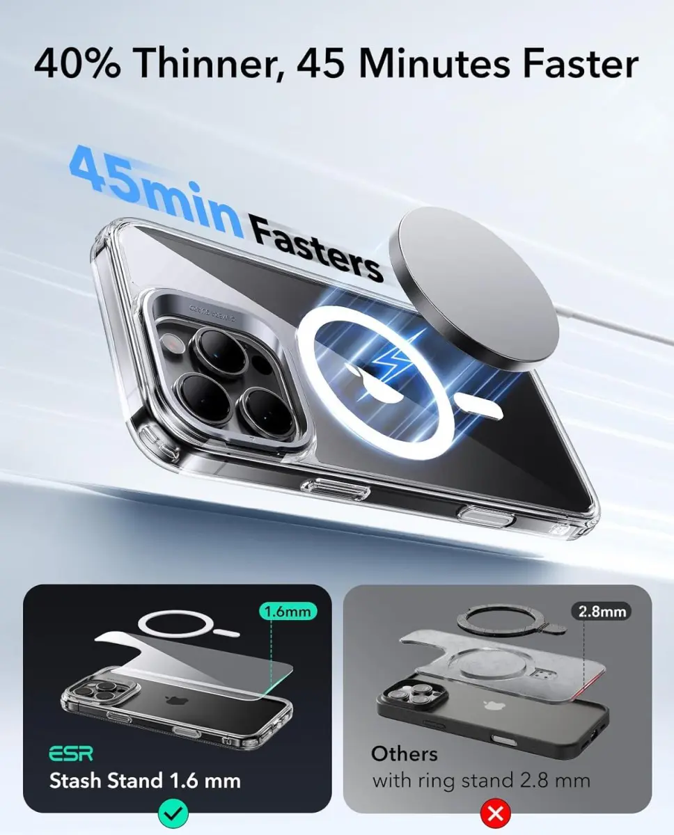 ESR Classic Hybrid MagSafe iPhone 16 Pro Max Hoes Stand Camera Knop Transparant afbeelding 8