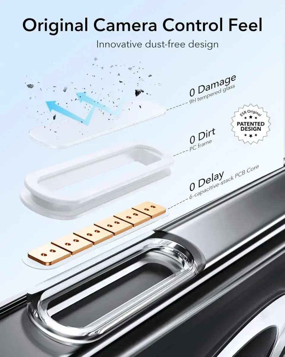 ESR Classic Hybrid MagSafe iPhone 16 Pro Max Hoes Stand Camera Knop Clear Zwart afbeelding 5