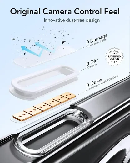 ESR Classic Hybrid MagSafe iPhone 16 Pro Max Hoes Stand Camera Knop Clear Zwart afbeelding 5