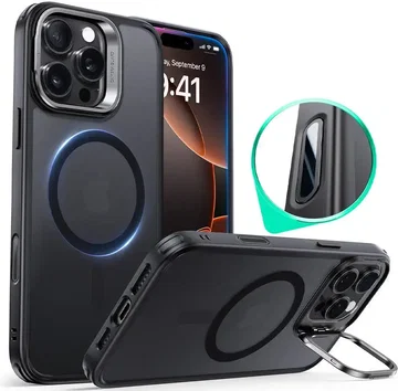 ESR Classic Hybrid MagSafe iPhone 16 Pro Max Hoes Stand Camera Knop Frost Zwart