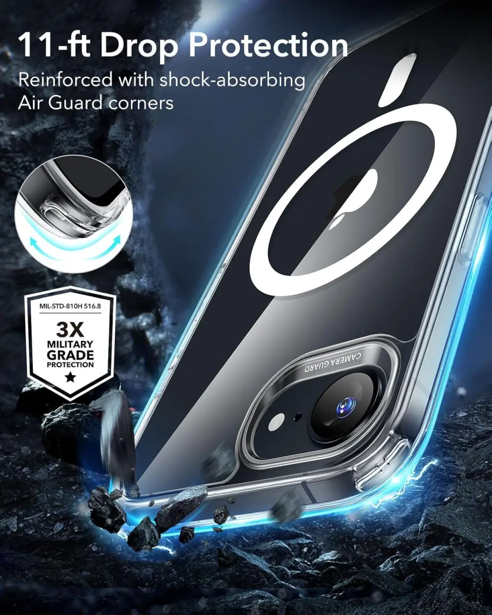 ESR Classic Hybrid HaloLock iPhone 17e / 16e Hoesje MagSafe Transparant afbeelding 5