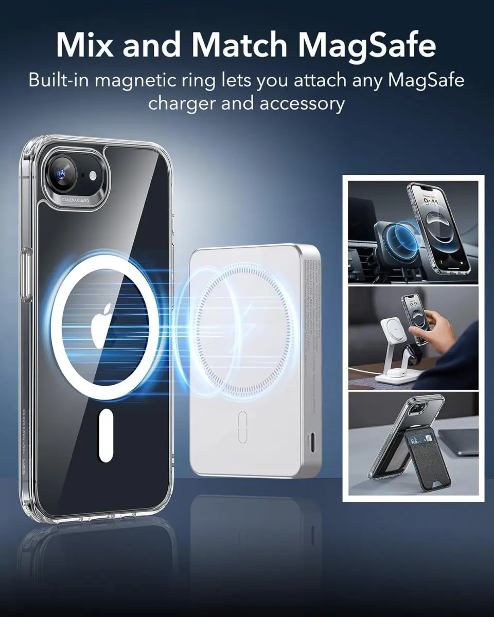 ESR Classic Hybrid HaloLock iPhone 17e / 16e Hoesje MagSafe Transparant afbeelding 6