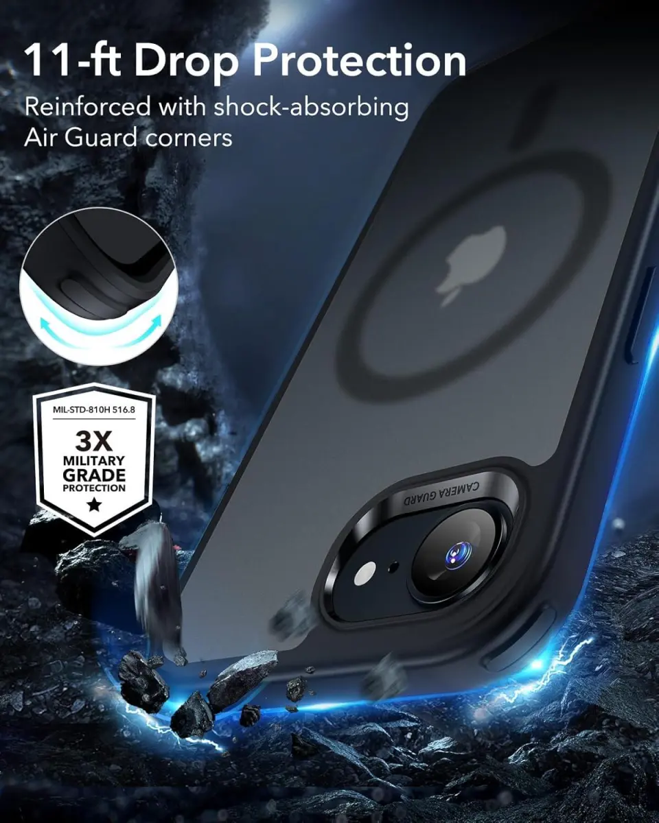 ESR Classic Hybrid HaloLock iPhone 17e / 16e Hoesje MagSafe Frosted Zwart afbeelding 5