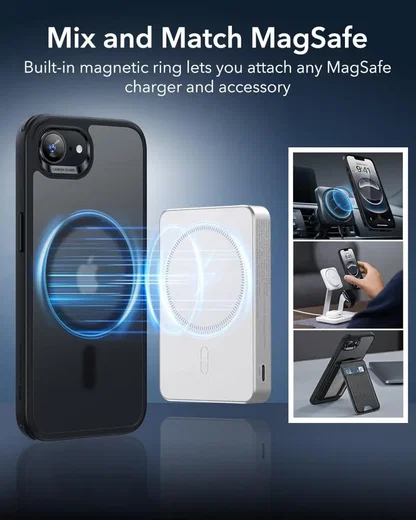 ESR Classic Hybrid HaloLock iPhone 17e / 16e Hoesje MagSafe Frosted Zwart afbeelding 6