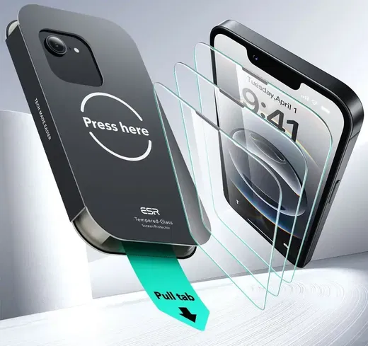 ESR UltraFit Classic Apple iPhone 16e / 14 / 13 / 13 Pro Tempered Glass (3-Pack) afbeelding 6