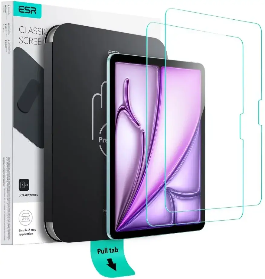 ESR Classic UltraFit iPad Air 13 (2024/2025/2026) Tempered Glass met Tray 2-Pack afbeelding 1
