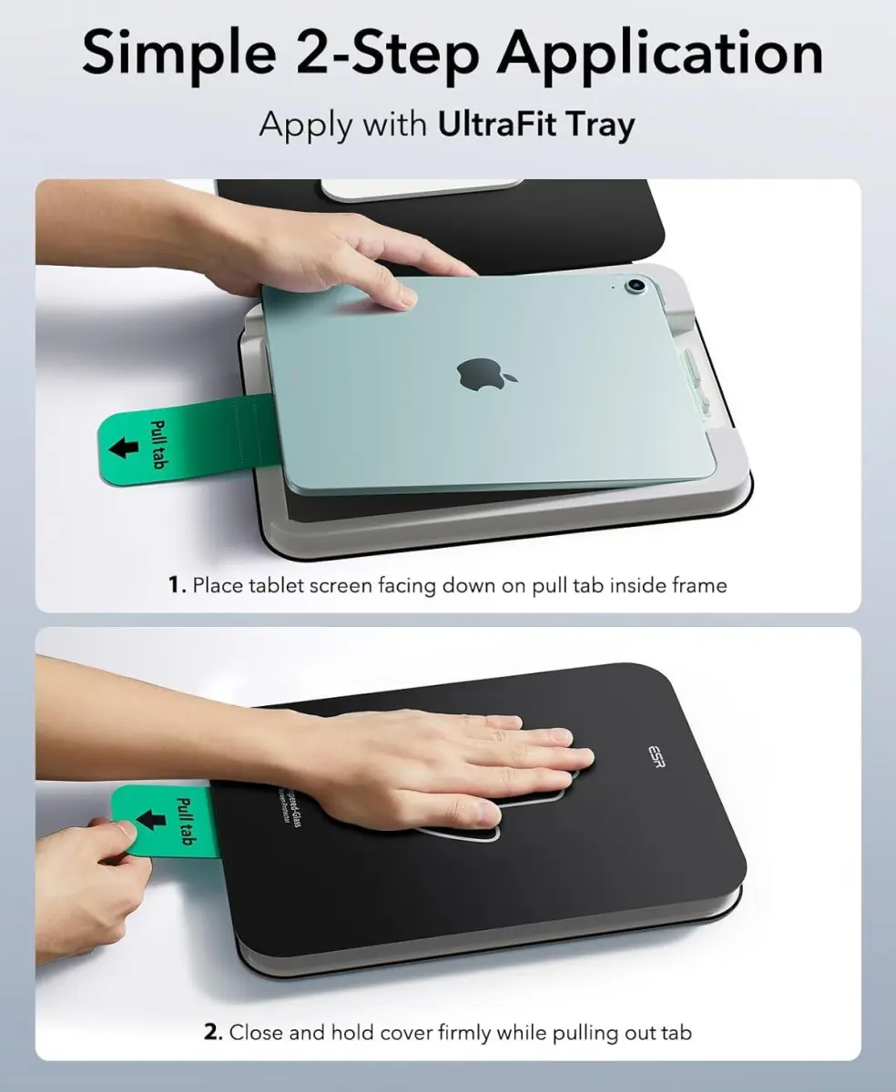 ESR Classic UltraFit iPad Air 11 (24/25) Tempered Glass met Tray 2-Pack afbeelding 5