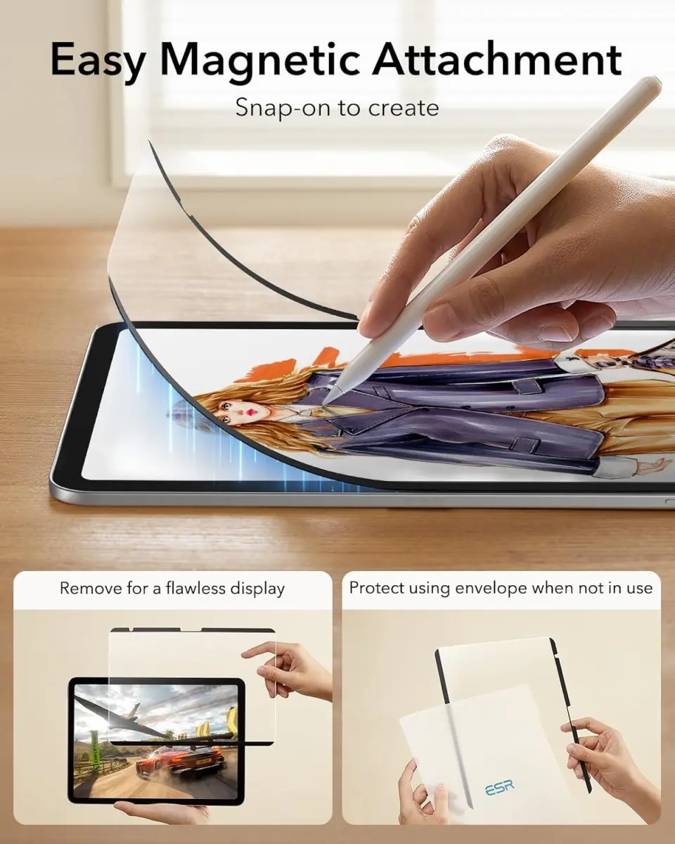 ESR Paper Feel Magnetic Apple iPad 11 (2025) / 10.9 (2022) Screen Protector afbeelding 7