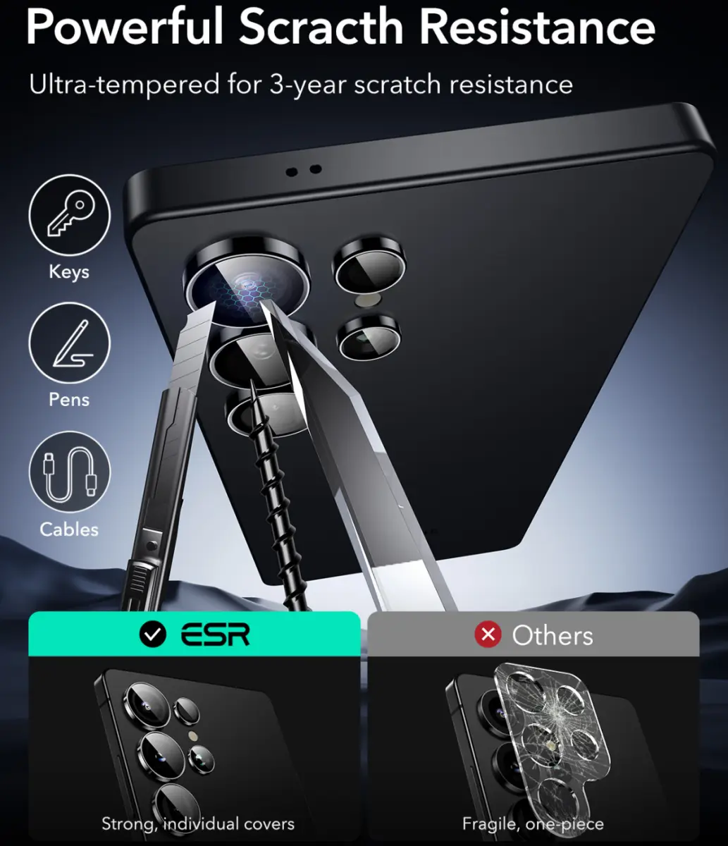 ESR Armorite Samsung Galaxy S25 Ultra Camera Lens Protector Glas Transparant afbeelding 8