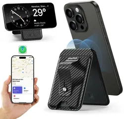 ESR HaloLock Geo MagSafe Pasjeshouder met Standaard en Zoek Mijn Functie Zwart afbeelding