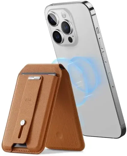 ESR HaloLock Geo MagSafe Pasjeshouder met Standaard en Zoek Mijn Functie Bruin afbeelding 1