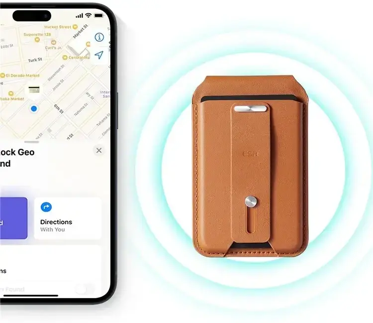 ESR HaloLock Geo MagSafe Pasjeshouder met Standaard en Zoek Mijn Functie Bruin afbeelding 3