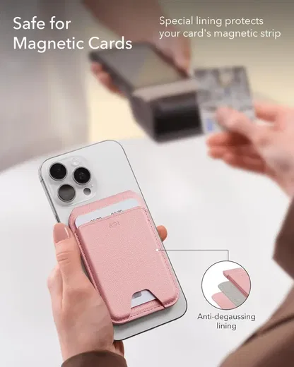 ESR HaloLock Aura MagSafe Kaarthouder met Standaard Vegan Leer Roze afbeelding 5