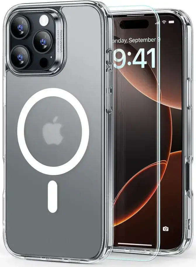 ESR Classic Hybrid iPhone 16 Pro Max Hoesje MagSafe Frosted Clear + Protector afbeelding 1
