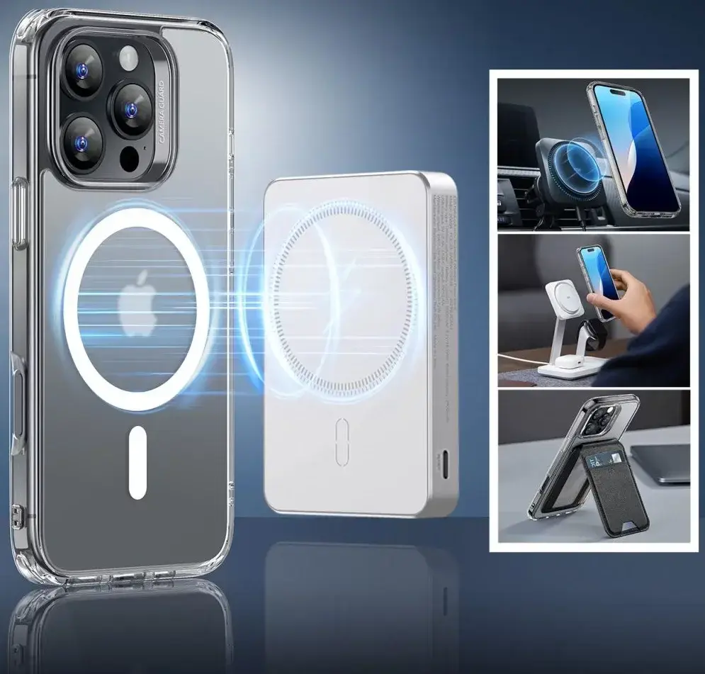 ESR Classic Hybrid iPhone 16 Pro Max Hoesje MagSafe Frosted Clear + Protector afbeelding 3