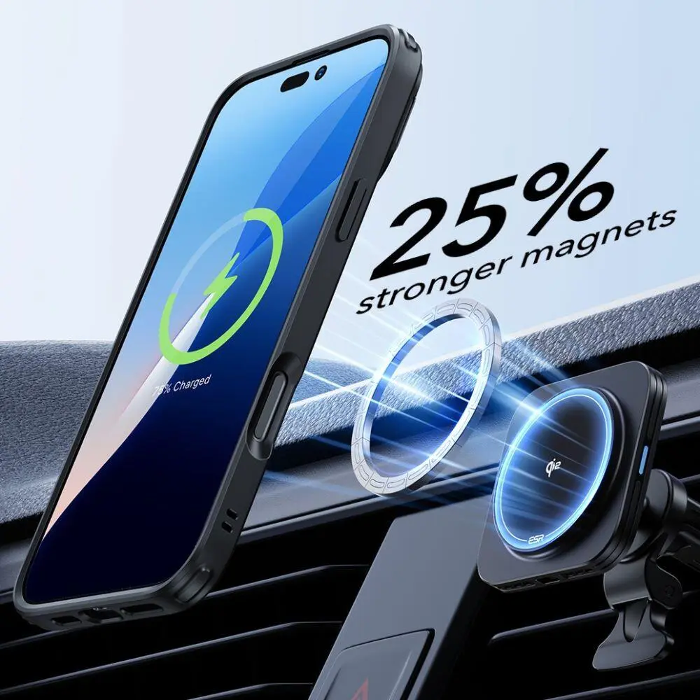 ESR Classic Hybrid iPhone 16 Hoesje met Kickstand + Protector Transparant Zwart afbeelding 3