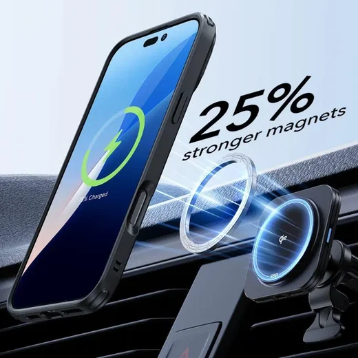 ESR Classic Hybrid iPhone 16 Hoesje met Kickstand + Protector Transparant Zwart afbeelding 3