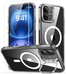 ESR Classic Hybrid iPhone 16 Plus Hoesje met Kickstand + Protector Transparant afbeelding