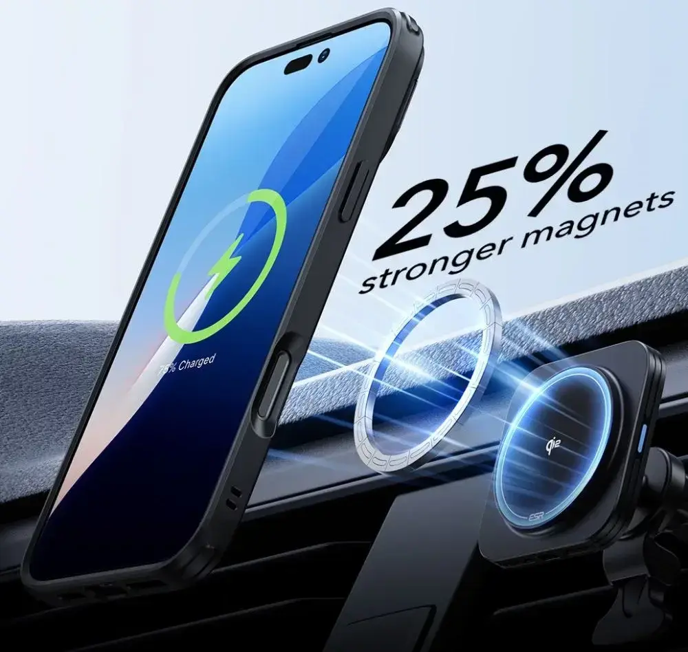 ESR Classic Hybrid iPhone 16 Pro Hoesje met Kickstand + Protector Frosted Zwart afbeelding 4