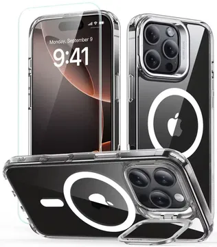 ESR Classic Hybrid iPhone 16 Pro Max Hoesje Kickstand + Protector Transparant