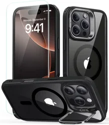 ESR Classic Hybrid iPhone 16 Pro Max Hoesje Kickstand + Protector Clear Zwart afbeelding