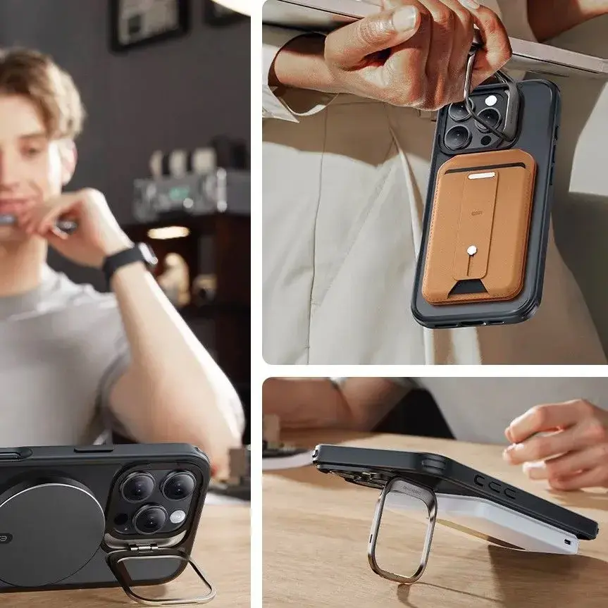 ESR Classic Hybrid iPhone 16 Pro Max Hoesje Kickstand + Protector Frosted Zwart afbeelding 2