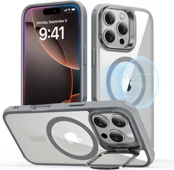 ESR Classic Hybrid MagSafe Apple iPhone 16 Pro Hoesje met Stand Clear Grijs afbeelding