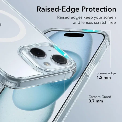 ESR Classic Hybrid Apple iPhone 15 Hoesje MagSafe Transparant Blauw afbeelding 7