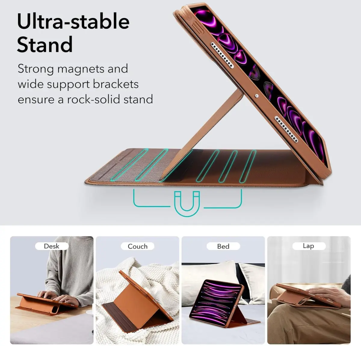 ESR Shift iPad Pro 12.9 (2022 / 2021) Hoes Magnetic Book Case Bruin afbeelding 2
