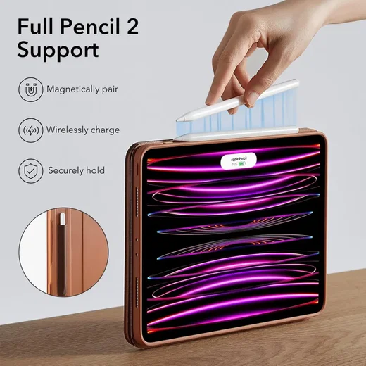 ESR Shift iPad Pro 12.9 (2022 / 2021) Hoes Magnetic Book Case Bruin afbeelding 8
