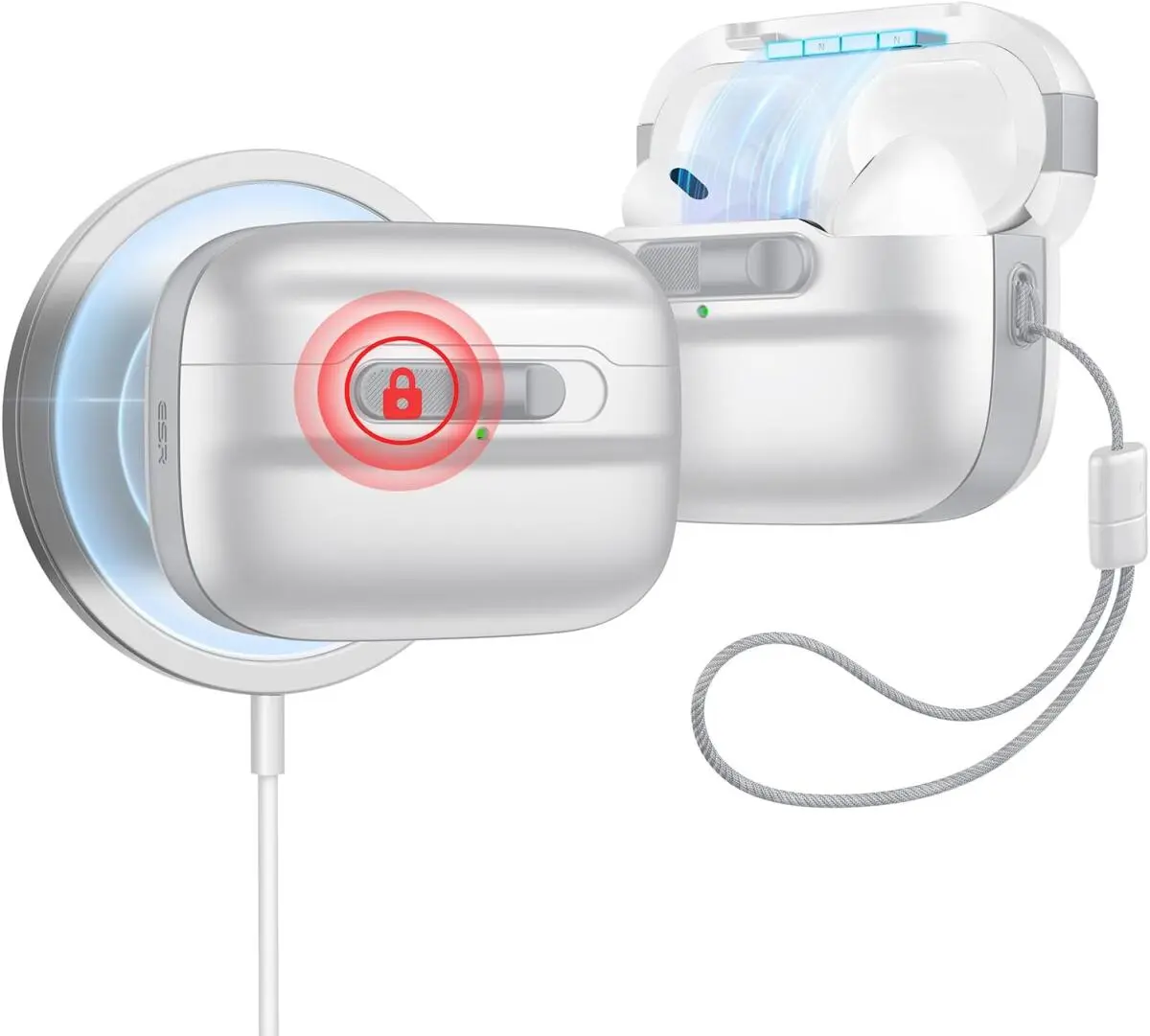 ESR HaloLock Pulse Magnetic Lock AirPods Pro 1 / 2 Hoesje MagSafe Wit afbeelding 1