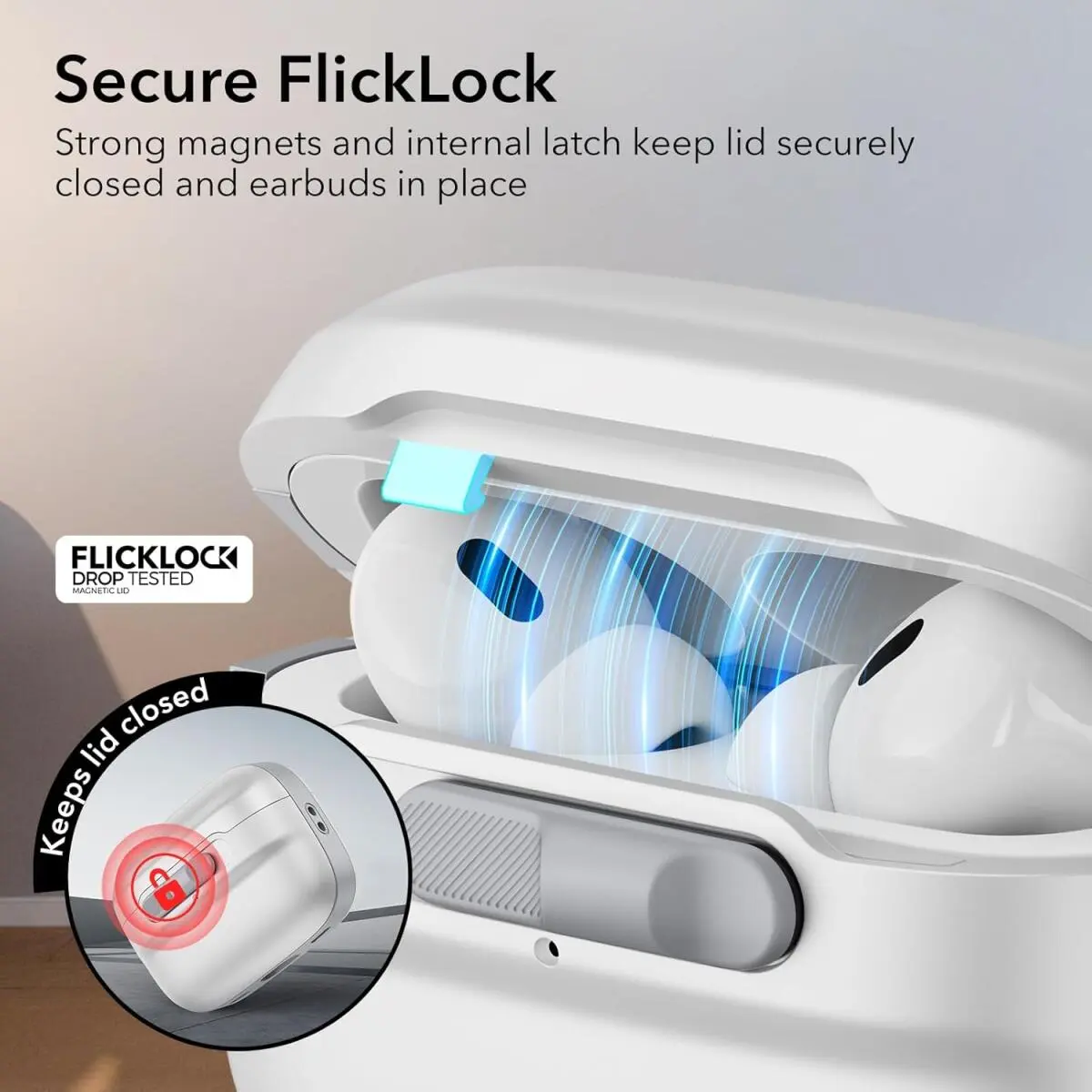 ESR HaloLock Pulse Magnetic Lock AirPods Pro 1 / 2 Hoesje MagSafe Wit afbeelding 4