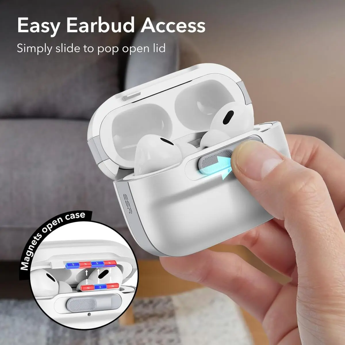 ESR HaloLock Pulse Magnetic Lock AirPods Pro 1 / 2 Hoesje MagSafe Wit afbeelding 5