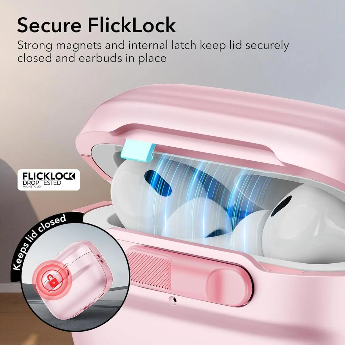 ESR HaloLock Pulse Magnetic Lock AirPods Pro 1 / 2 Hoesje MagSafe Roze afbeelding 4