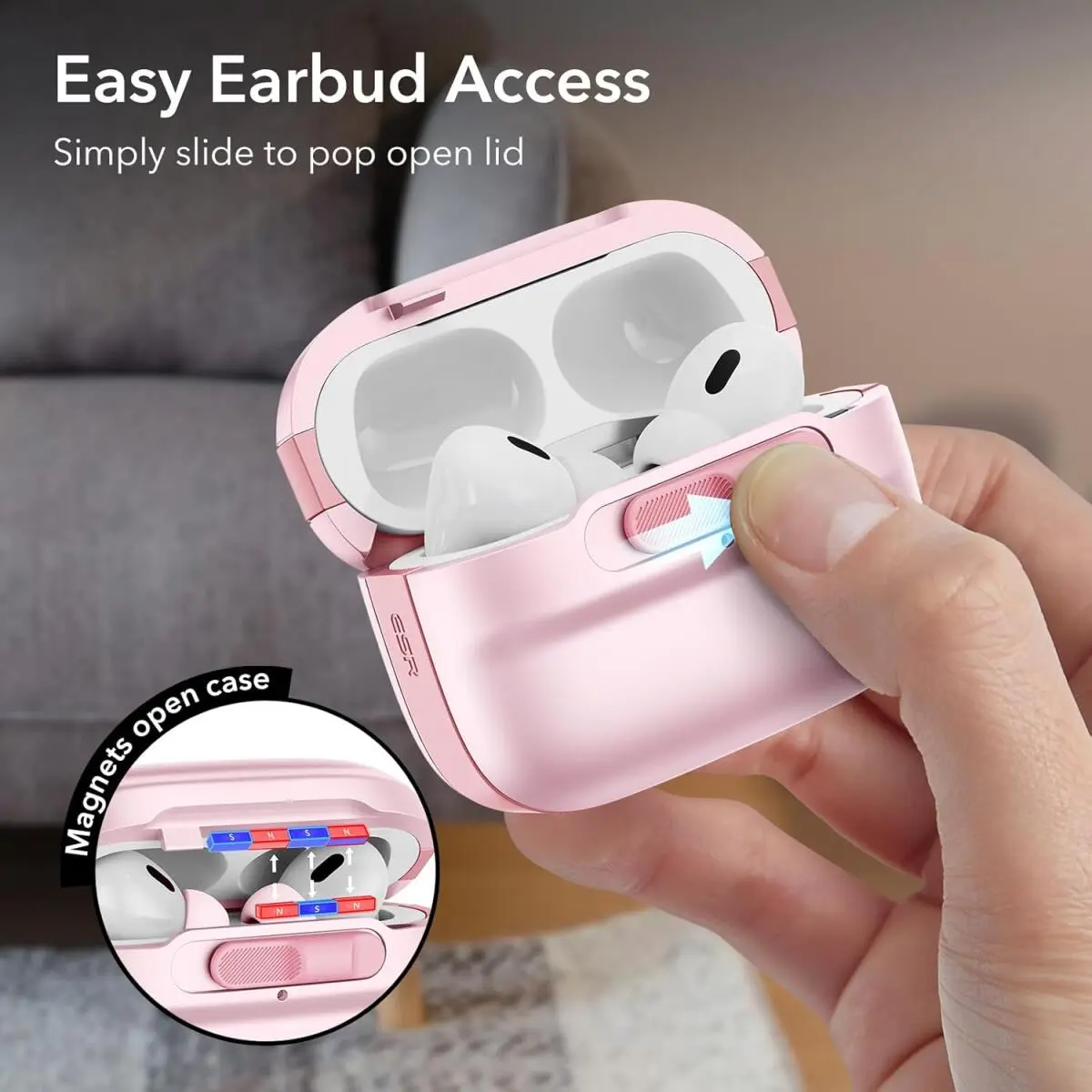 ESR HaloLock Pulse Magnetic Lock AirPods Pro 1 / 2 Hoesje MagSafe Roze afbeelding 5