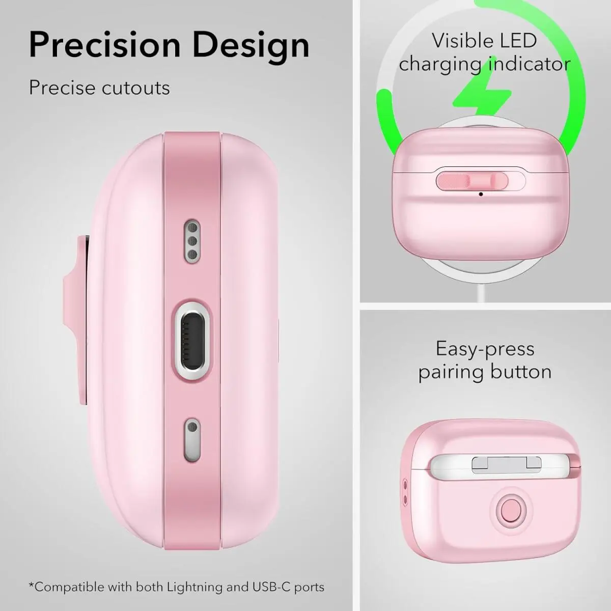ESR HaloLock Pulse Magnetic Lock AirPods Pro 1 / 2 Hoesje MagSafe Roze afbeelding 8