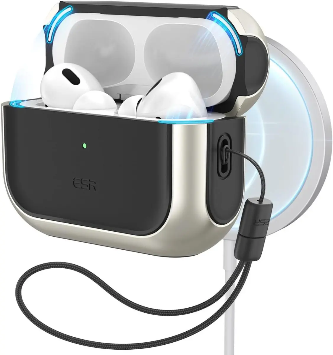 ESR Orbit Hybrid HaloLock Apple AirPods Pro 1/2 Hoesje MagSafe Titanium afbeelding 1