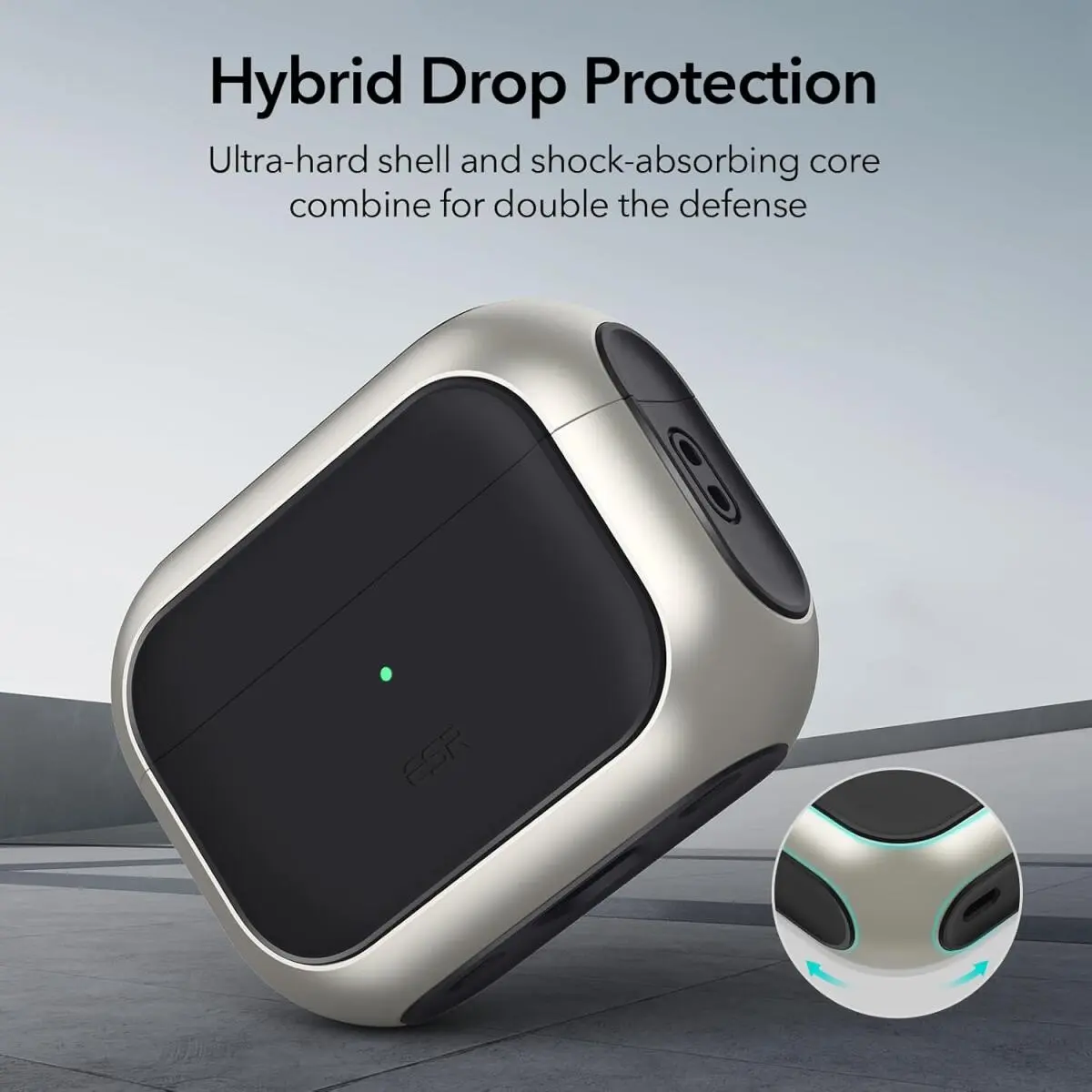 ESR Orbit Hybrid HaloLock Apple AirPods Pro 1/2 Hoesje MagSafe Titanium afbeelding 3