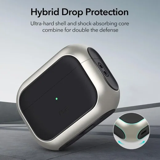 ESR Orbit Hybrid HaloLock Apple AirPods Pro 1/2 Hoesje MagSafe Titanium afbeelding 3