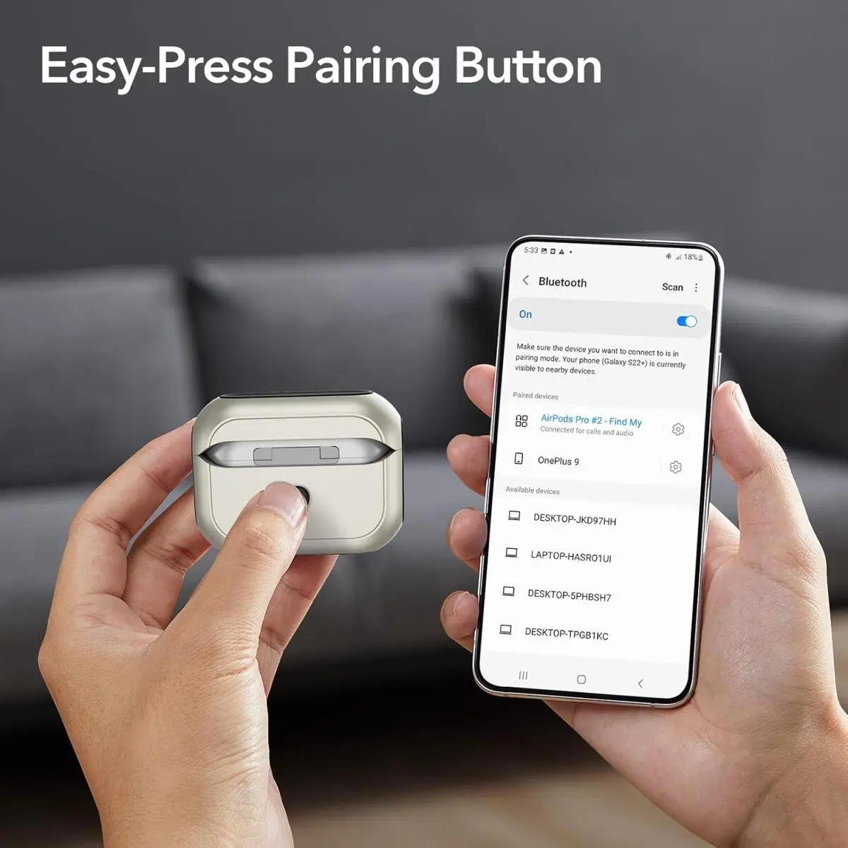 ESR Orbit Hybrid HaloLock Apple AirPods Pro 1/2 Hoesje MagSafe Titanium afbeelding 7