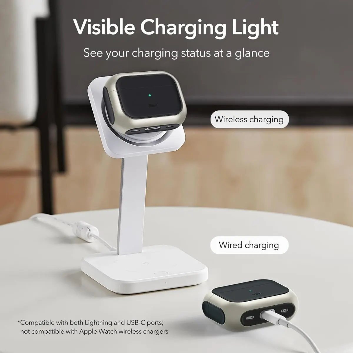 ESR Orbit Hybrid HaloLock Apple AirPods Pro 1/2 Hoesje MagSafe Titanium afbeelding 8