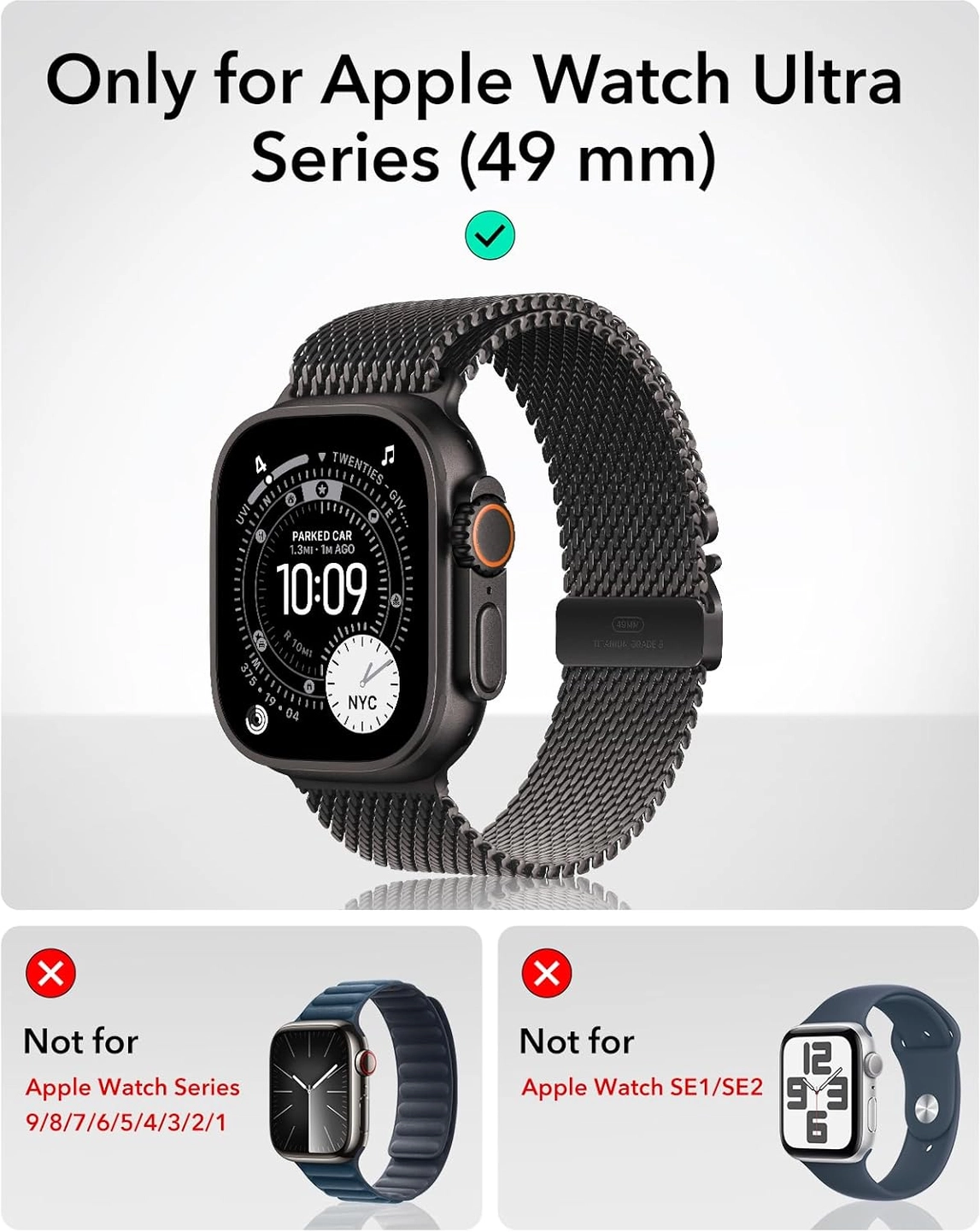 ESR Armorite - Apple Watch Ultra 3/2/1 Tempered Glass - Titanium (2-Pack) afbeelding 2
