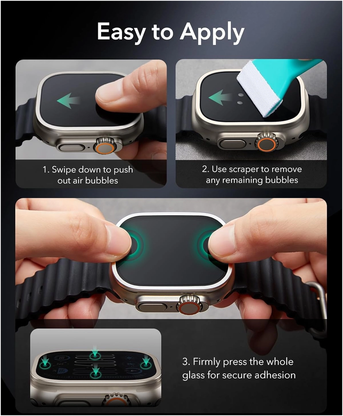 ESR Armorite - Apple Watch Ultra 3/2/1 Tempered Glass - Titanium (2-Pack) afbeelding 4