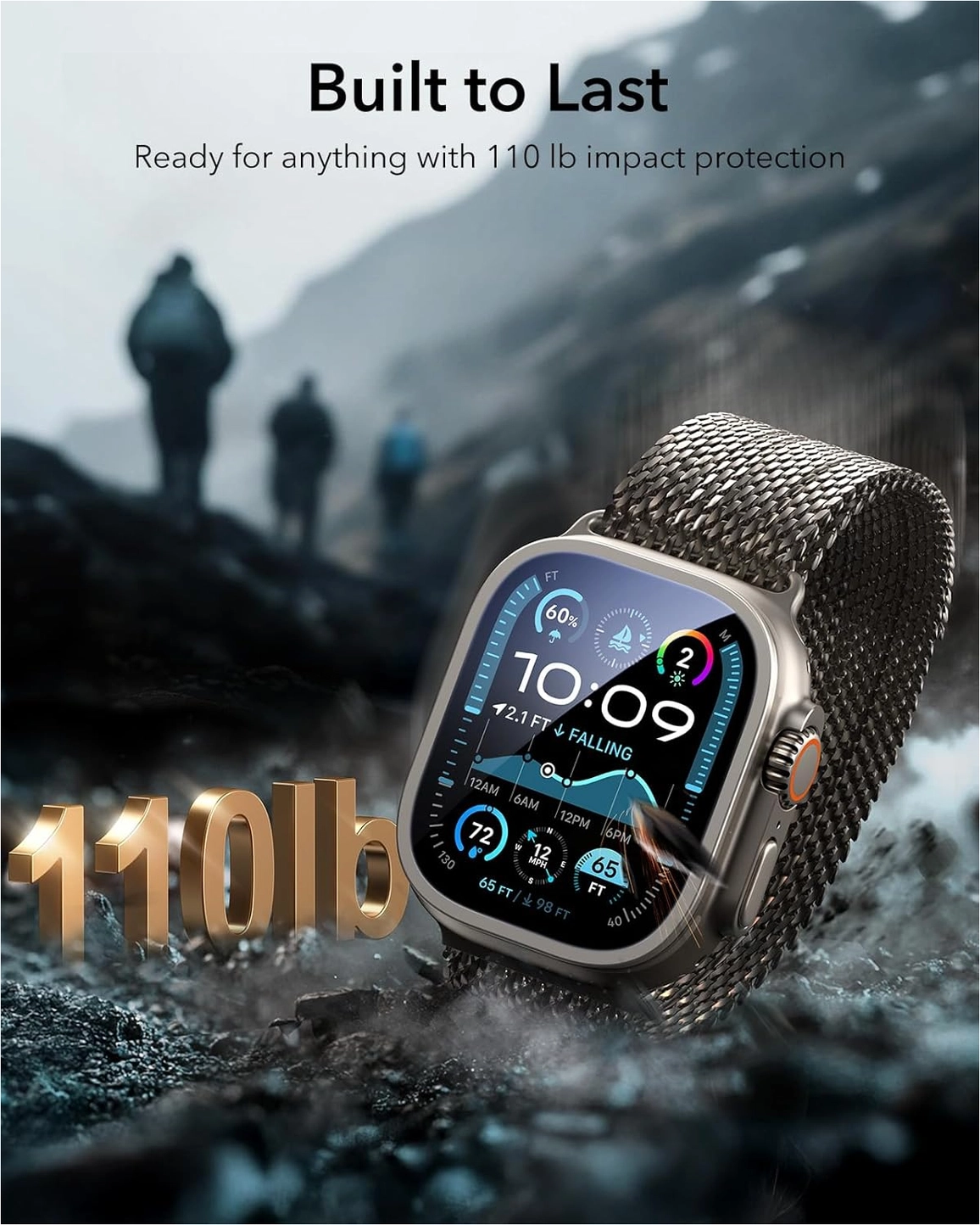 ESR Armorite - Apple Watch Ultra 3/2/1 Tempered Glass - Titanium (2-Pack) afbeelding 5