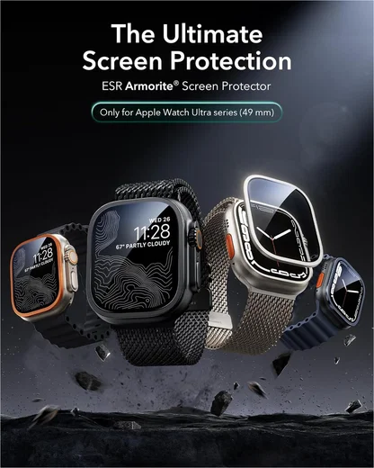 ESR Armorite - Apple Watch Ultra 3/2/1 Tempered Glass - Titanium (2-Pack) afbeelding 9