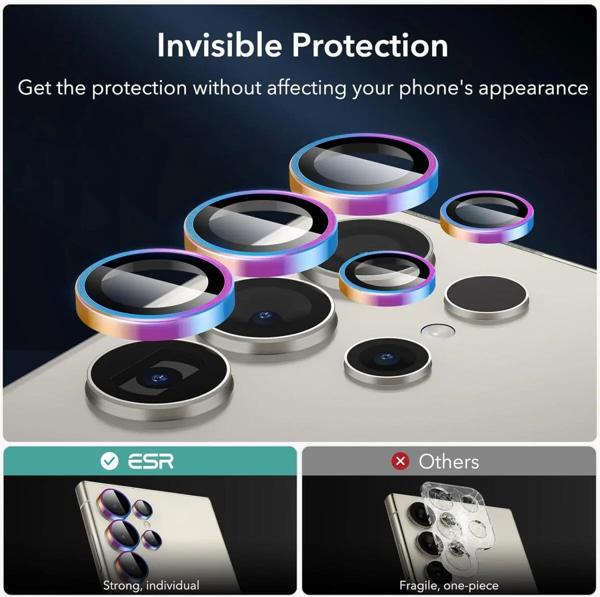 ESR Samsung Galaxy S24 Ultra Camera Lens Protector Chrome afbeelding 6