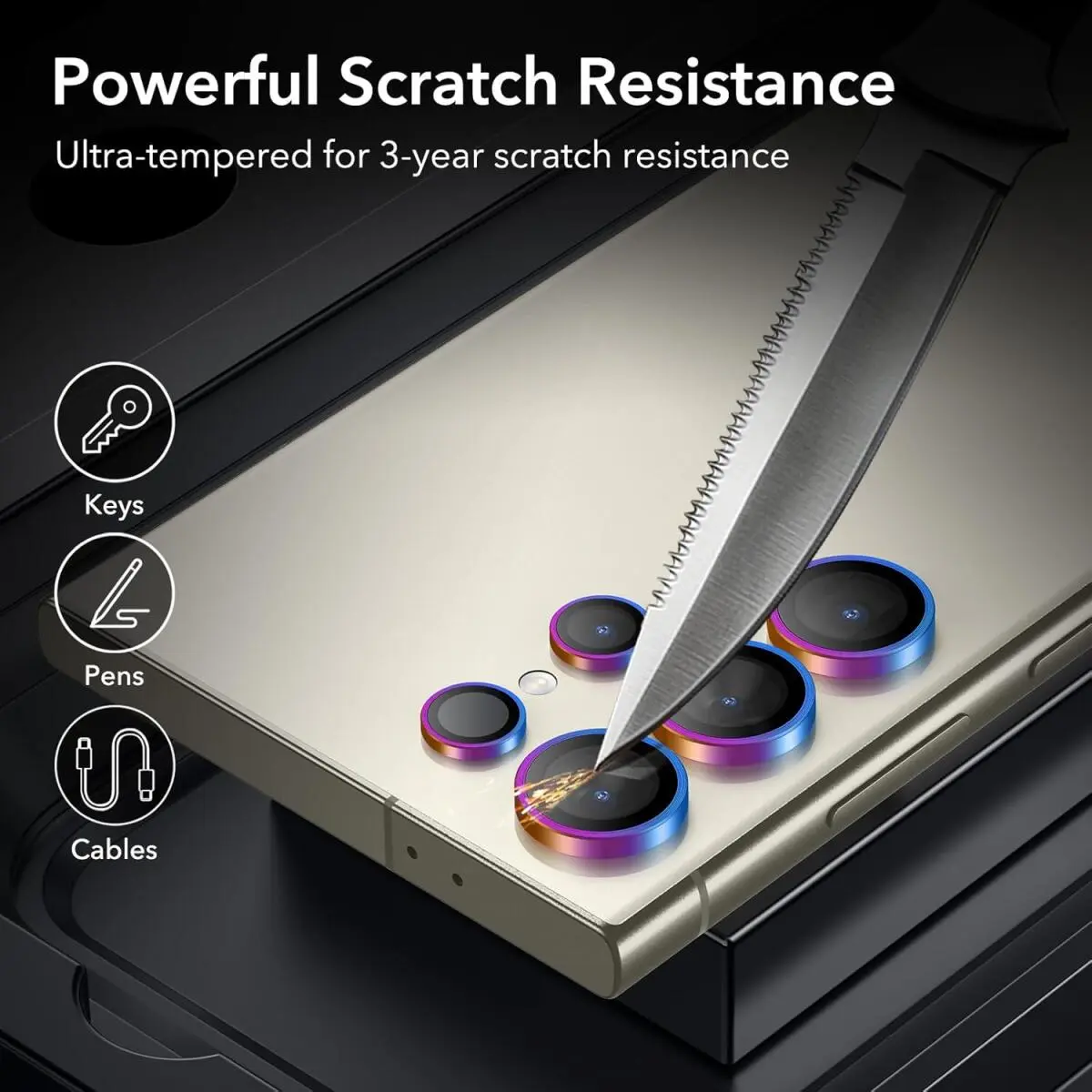 ESR Samsung Galaxy S24 Ultra Camera Lens Protector Chrome afbeelding 7