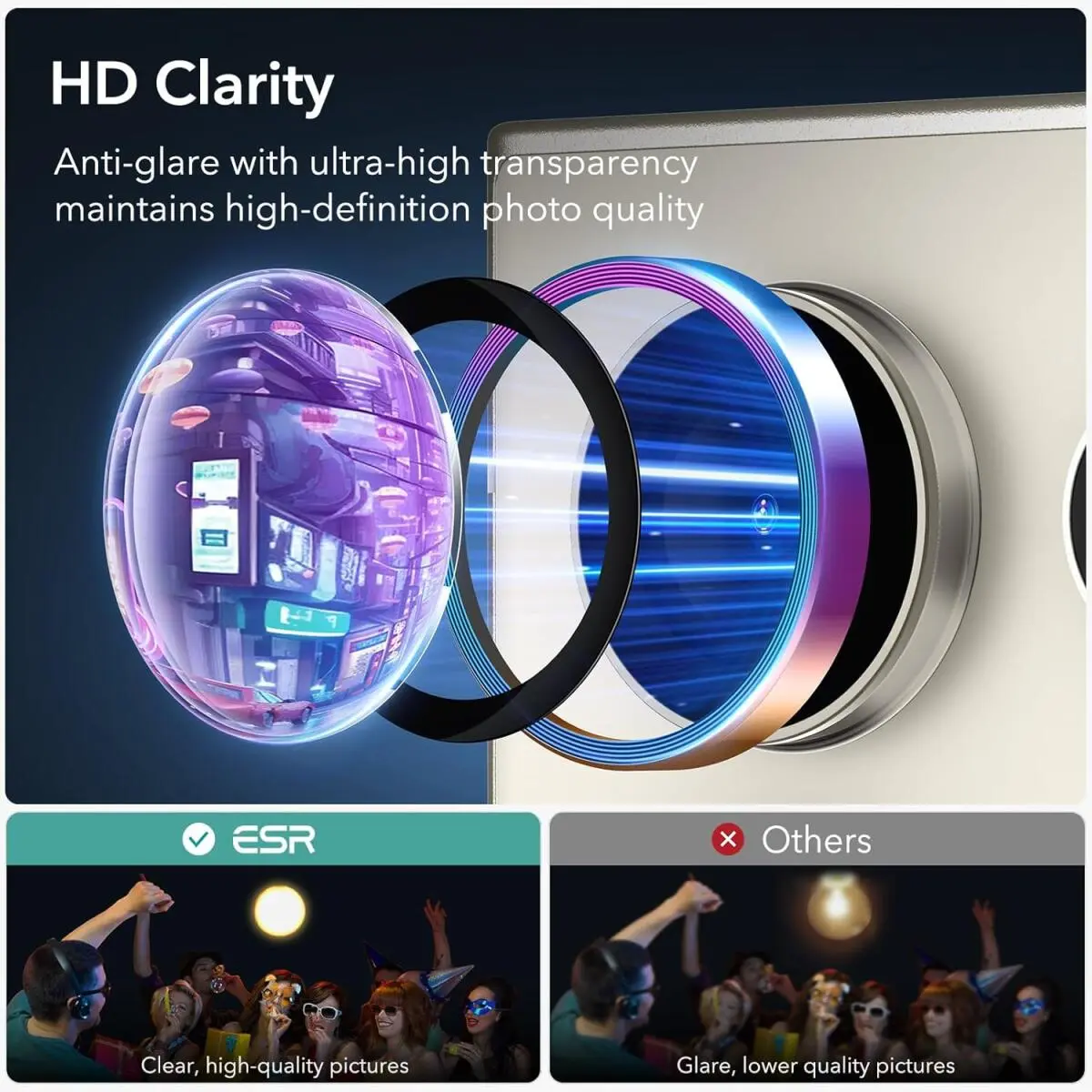 ESR Samsung Galaxy S24 Ultra Camera Lens Protector Chrome afbeelding 9