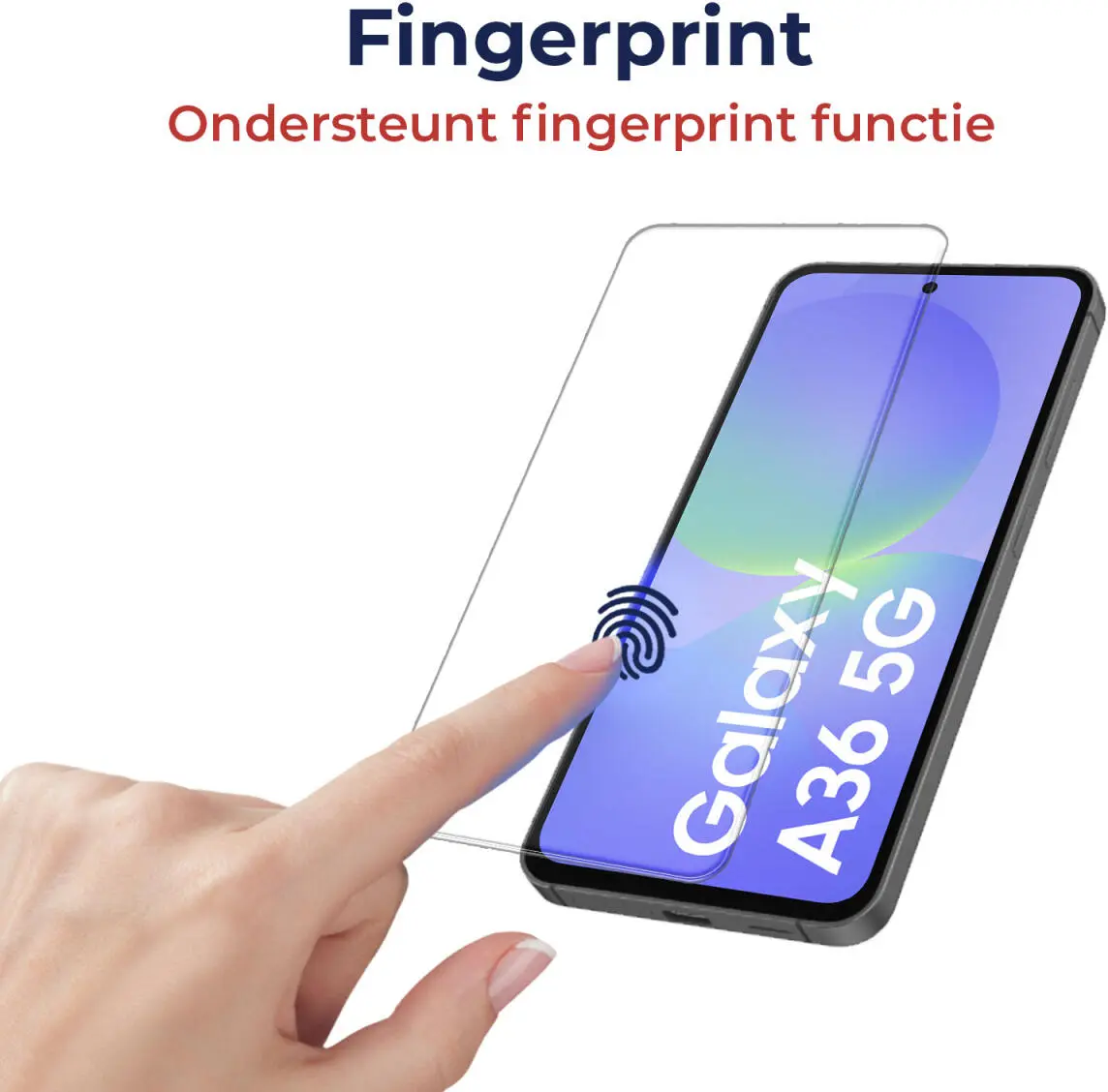 Rosso Samsung Galaxy A36 Tempered Glass Fingerprint en Case Friendly afbeelding 2