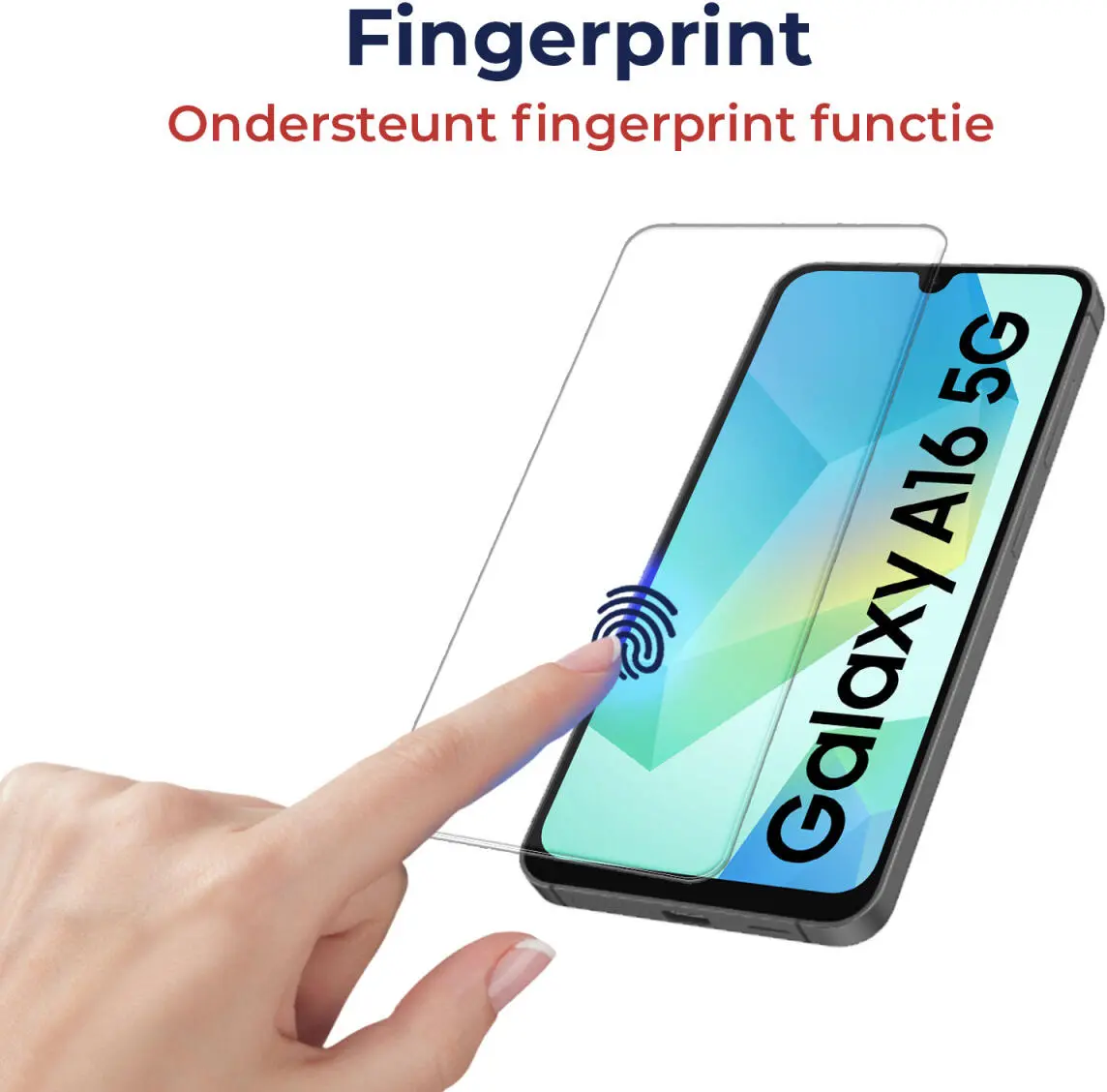 Rosso Samsung Galaxy A17 / A16 Tempered Glass Fingerprint en Case Friendly afbeelding 2